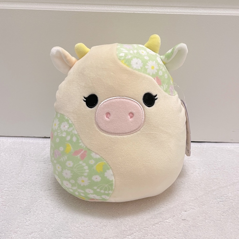 Ada the Cow Squishmallow 7.5” Floral Green and White